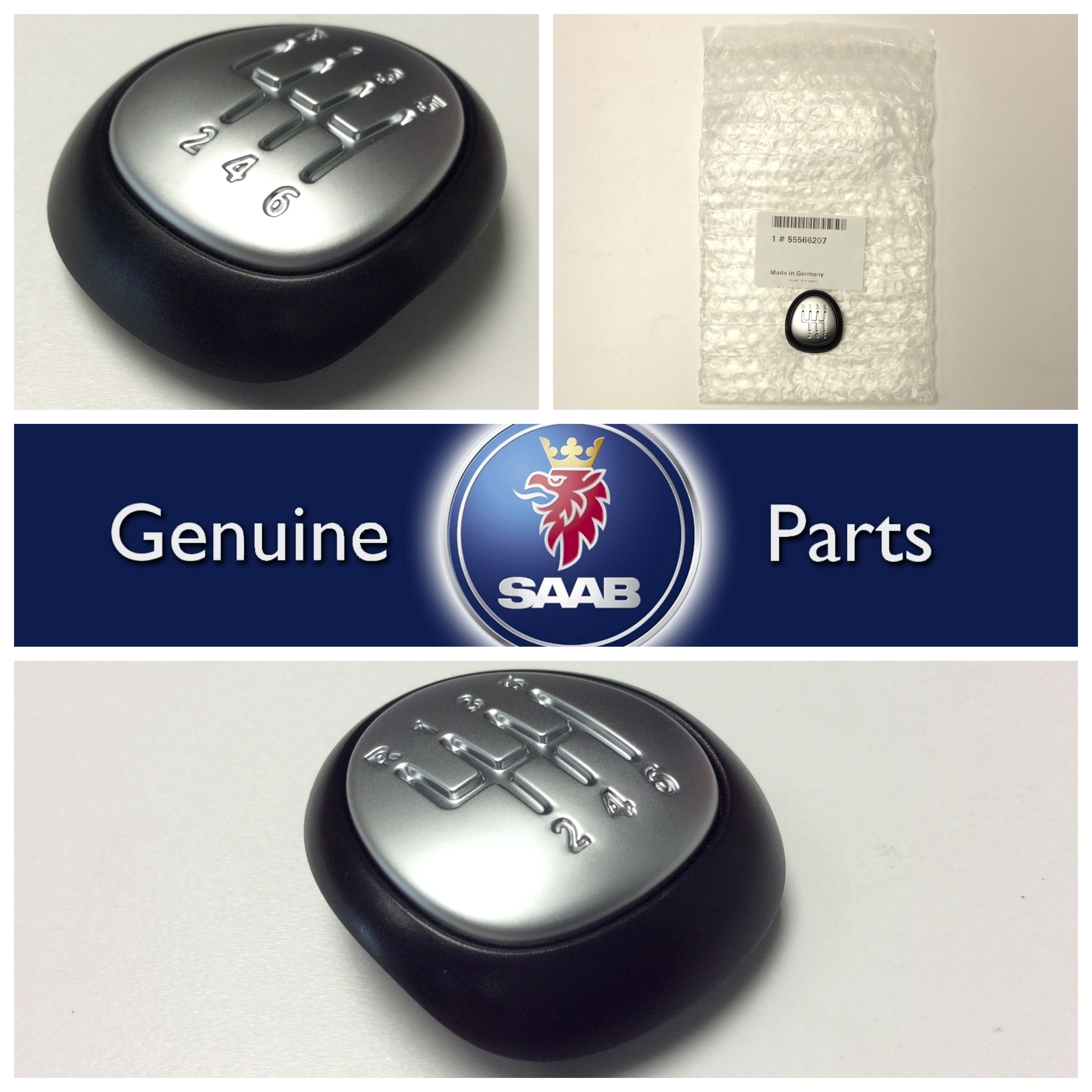 GENUINE SAAB 93 0312 MANUAL GEAR KNOB COVER, 6 SPEED, SILVER, NEW